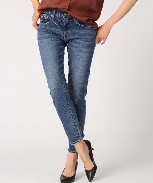 BLISS POINT（ブリスポイント）の「STR/デニムテーパードパンツ（パンツ・ブラックデニム/クラッシュ/ブルー・S/M/L）」の2枚目の写真