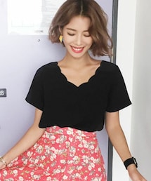 DHOLIC | スカラップVネックブラウス(シャツ/ブラウス)