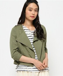 archives | ノーカラーライダース七分袖ジャケット(ライダースジャケット)