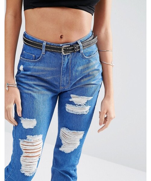 Missguidedの「Missguided Riot High Rise Ripped Jean（デニムパンツ・レディース・Blue・US 4/US 10/US 6/US 8/US 2）」の2枚目の写真