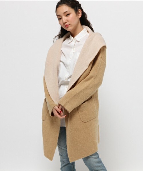 archives（アルシーヴ）の「Wフェイスフードカーデ（カーディガン/ボレロ・レディース・グレー/チャコールグレー/ネイビー/キャメル・MEDIUM）」の3枚目の写真