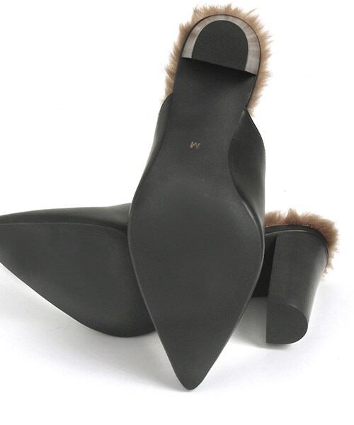 RANDA（ランダ）の「チャンキーヒールファーミュール（シューズ・レディース・ブラック/キャメル・S/M/L/LL）」の6枚目の写真