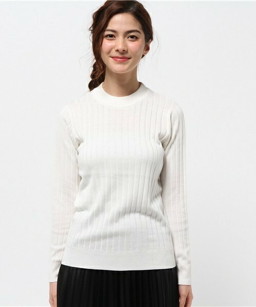 archives（アルシーヴ）の「【店舗限定商品】　ワイドリブハイネックプルオーバー（ニット/セーター・レディース・オフホワイト/グレー/ベージュ/グリーン/ネイビー・MEDIUM）」の6枚目の写真