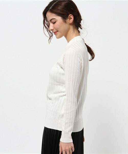 archives（アルシーヴ）の「【店舗限定商品】　ワイドリブハイネックプルオーバー（ニット/セーター・レディース・オフホワイト/グレー/ベージュ/グリーン/ネイビー・MEDIUM）」の7枚目の写真