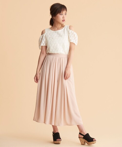 MAJESTIC LEGON（マジェスティックレゴン）の「タックギャザースカーチョ（パンツ・レディース・ピンクベージュ/アイボリー/カーキグリーン・S(7号)/M(9号)）」の7枚目の写真