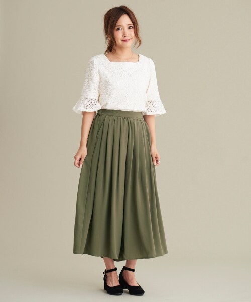 MAJESTIC LEGON（マジェスティックレゴン）の「タックギャザースカーチョ（パンツ・レディース・ピンクベージュ/アイボリー/カーキグリーン・S(7号)/M(9号)）」の11枚目の写真