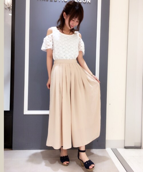 MAJESTIC LEGON（マジェスティックレゴン）の「タックギャザースカーチョ（パンツ・レディース・ピンクベージュ/アイボリー/カーキグリーン・S(7号)/M(9号)）」の9枚目の写真