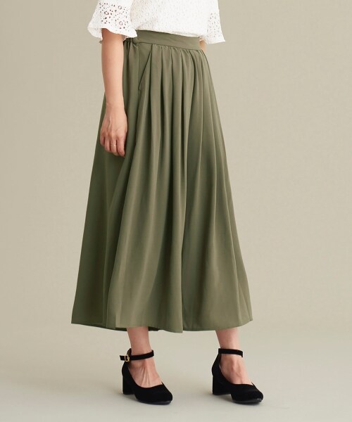 MAJESTIC LEGON（マジェスティックレゴン）の「タックギャザースカーチョ（パンツ・レディース・ピンクベージュ/アイボリー/カーキグリーン・S(7号)/M(9号)）」の13枚目の写真