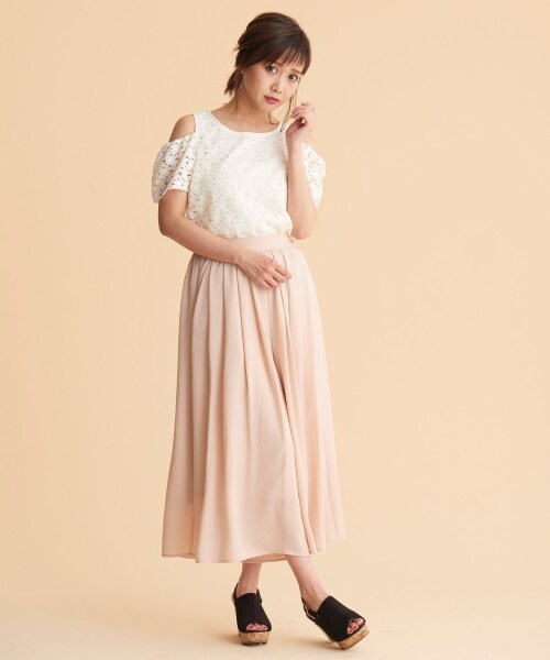 MAJESTIC LEGON（マジェスティックレゴン）の「タックギャザースカーチョ（パンツ・レディース・ピンクベージュ/アイボリー/カーキグリーン・S(7号)/M(9号)）」の6枚目の写真