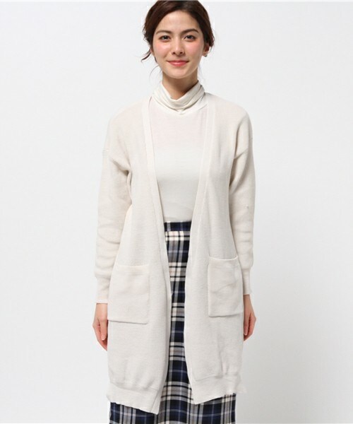 archives（アルシーヴ）の「畦編オープンニットカーディガン（カーディガン/ボレロ・レディース・オフホワイト/グレー/グリーン/ネイビー・MEDIUM）」の5枚目の写真