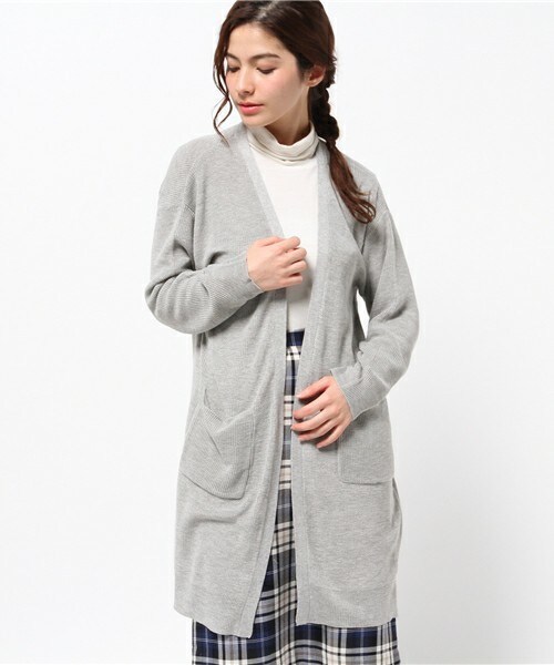 archives（アルシーヴ）の「畦編オープンニットカーディガン（カーディガン/ボレロ・レディース・オフホワイト/グレー/グリーン/ネイビー・MEDIUM）」の2枚目の写真