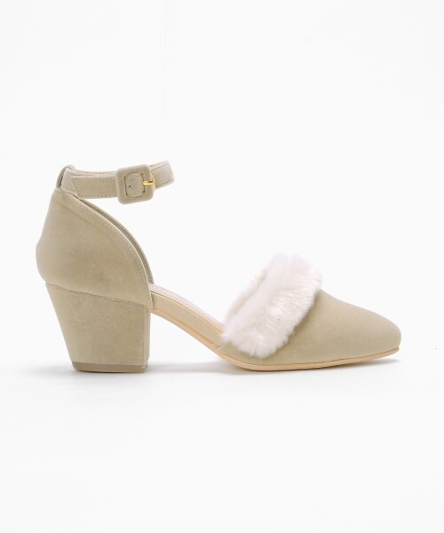 MAJESTIC LEGON（マジェスティックレゴン）の「【予約商品】フェイクファー使いパンプス（シューズ・レディース・ベージュ/ブラック・M/L）」の5枚目の写真