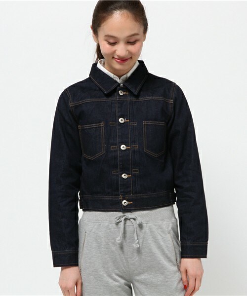 archives（アルシーヴ）の「タックGジャン（デニムジャケット・レディース・オフホワイト/ネイビー/ダークブルー・MEDIUM）」の4枚目の写真