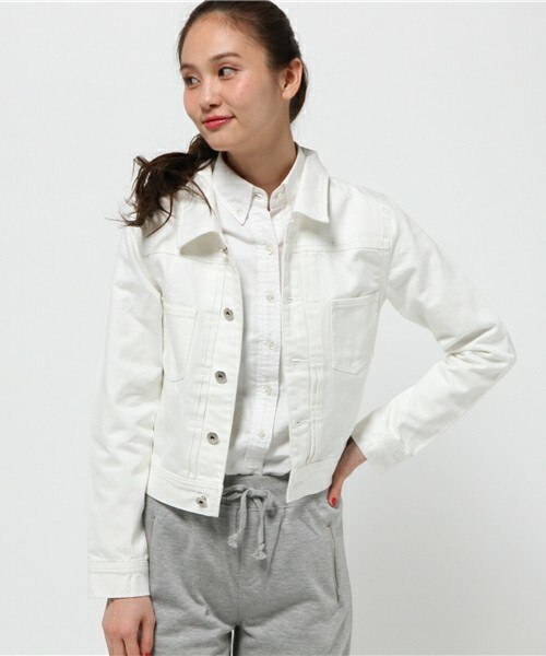 archives（アルシーヴ）の「タックGジャン（デニムジャケット・レディース・オフホワイト/ネイビー/ダークブルー・MEDIUM）」の2枚目の写真