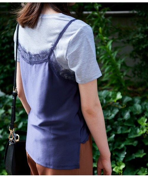 VIS（ビス）の「サテンキャミソール付きTシャツ（トップス・ブラック/グレー/ホワイト/ネイビー・F）」の13枚目の写真