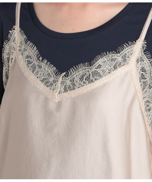 VIS（ビス）の「サテンキャミソール付きTシャツ（トップス・ブラック/グレー/ホワイト/ネイビー・F）」の8枚目の写真