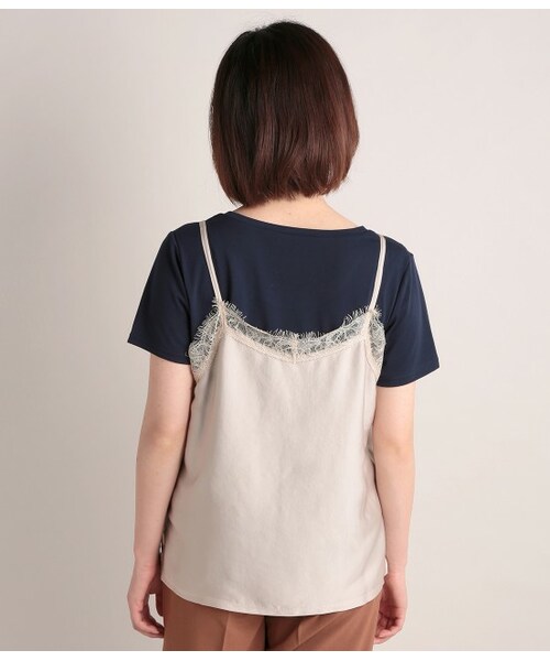 VIS（ビス）の「サテンキャミソール付きTシャツ（トップス・ブラック/グレー/ホワイト/ネイビー・F）」の7枚目の写真