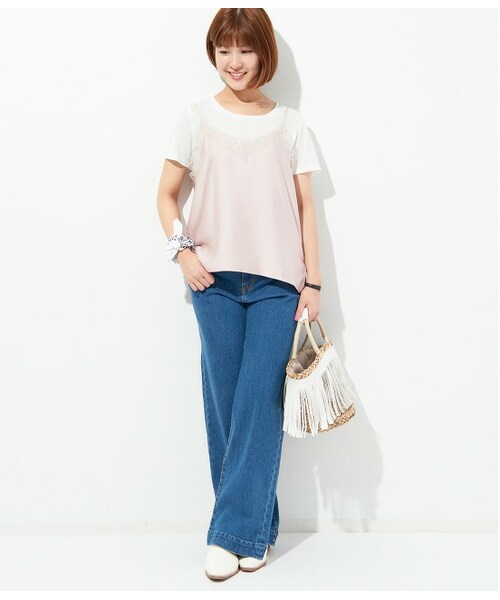 VIS（ビス）の「サテンキャミソール付きTシャツ（トップス・ブラック/グレー/ホワイト/ネイビー・F）」の17枚目の写真