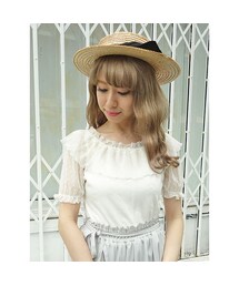 F i.n.t | ドットチュールフリル衿パフT/F i.n.t(Tシャツ/カットソー)