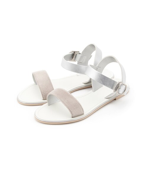 OZOC（オゾック）の「ハラコ風フラットサンダル（シューズ・レディース・ブラック/グレー・その他）」の2枚目の写真