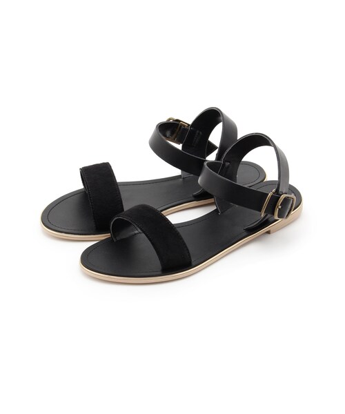 OZOC（オゾック）の「ハラコ風フラットサンダル（シューズ・レディース・ブラック/グレー・その他）」の9枚目の写真