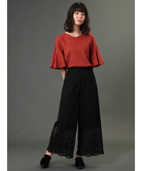 w closet（ダブルクローゼット）の「【A/W】後ろリボンフレア袖プルオーバー（トップス・レディース・ピンク/ボルドー/ブラック・FREE）」の11枚目の写真