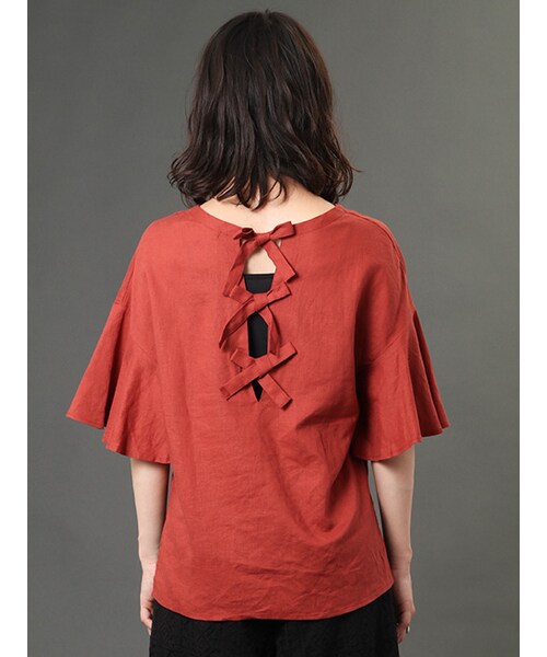 w closet（ダブルクローゼット）の「【A/W】後ろリボンフレア袖プルオーバー（トップス・レディース・ピンク/ボルドー/ブラック・FREE）」の6枚目の写真