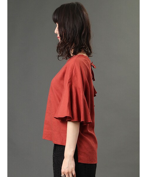 w closet（ダブルクローゼット）の「【A/W】後ろリボンフレア袖プルオーバー（トップス・レディース・ピンク/ボルドー/ブラック・FREE）」の5枚目の写真