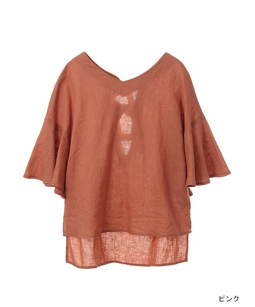 w closet（ダブルクローゼット）の「【A/W】後ろリボンフレア袖プルオーバー（トップス・レディース・ピンク/ボルドー/ブラック・FREE）」の2枚目の写真