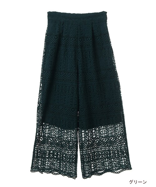 w closet（ダブルクローゼット）の「【A/W】幾何柄レースパンツ（パンツ・レディース・オフホワイト/グリーン/ブラック・FREE）」の3枚目の写真