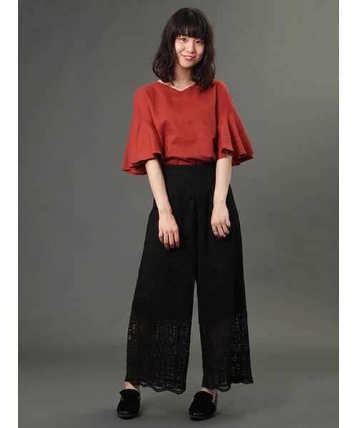 w closet（ダブルクローゼット）の「【A/W】幾何柄レースパンツ（パンツ・レディース・オフホワイト/グリーン/ブラック・FREE）」の13枚目の写真