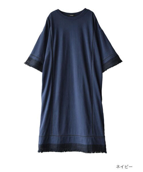 w closet（ダブルクローゼット）の「【A/W】レース切替フリンジワンピース（ワンピース/ドレス・レディース・ボルドー/ネイビー/スミクロ・FREE）」の3枚目の写真