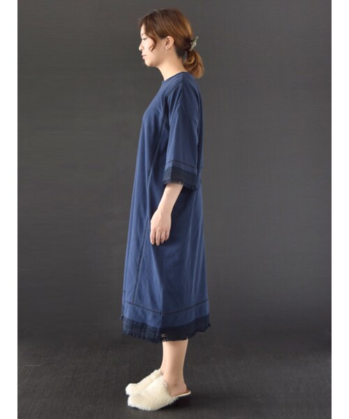 w closet（ダブルクローゼット）の「【A/W】レース切替フリンジワンピース（ワンピース/ドレス・レディース・ボルドー/ネイビー/スミクロ・FREE）」の5枚目の写真