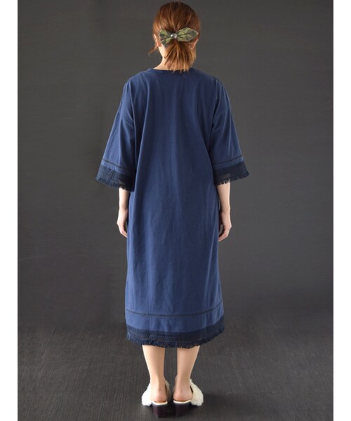 w closet（ダブルクローゼット）の「【A/W】レース切替フリンジワンピース（ワンピース/ドレス・レディース・ボルドー/ネイビー/スミクロ・FREE）」の6枚目の写真