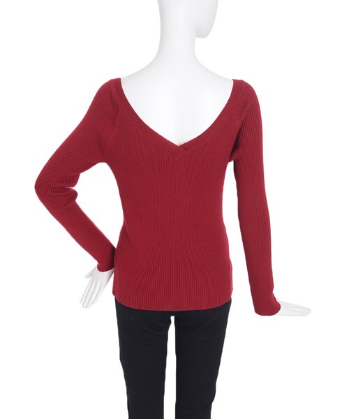 EVRIS（エヴリス）の「オフショルリブニットTOPS（トップス・レディース・ブラック/レッド/ベージュ/ミックス）」の10枚目の写真