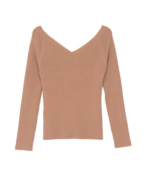 EVRIS（エヴリス）の「オフショルリブニットTOPS（トップス・レディース・ブラック/レッド/ベージュ/ミックス）」の2枚目の写真