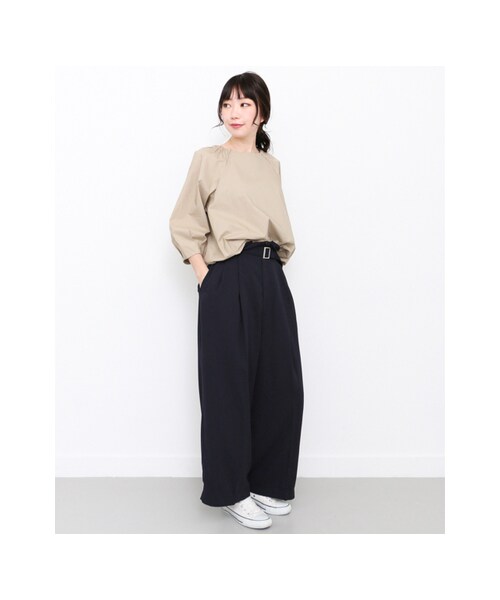 KBF(ケイビーエフ)の「KBF+ ウエストベルトボリュームパンツ(パンツ・レディース・D.PURPLE/BROWNBEIGE/D.NAVY・one)」の5枚目の写真