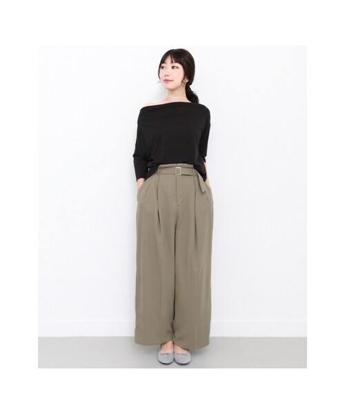 KBF(ケイビーエフ)の「KBF+ ウエストベルトボリュームパンツ(パンツ・レディース・D.PURPLE/BROWNBEIGE/D.NAVY・one)」の9枚目の写真