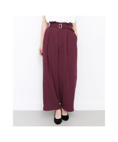 KBF(ケイビーエフ)の「KBF+ ウエストベルトボリュームパンツ(パンツ・レディース・D.PURPLE/BROWNBEIGE/D.NAVY・one)」の6枚目の写真