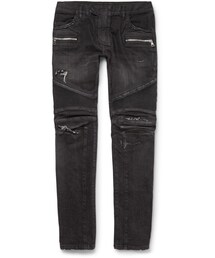BALMAIN | Balmain Slim-Fit Distressed Denim Biker Jeans(デニムパンツ)