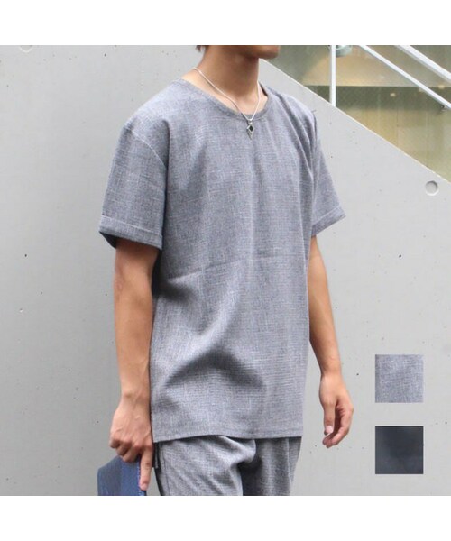 Cuirs(キュイー)の「セットアッププルオーバーカットソー(Tシャツ/カットソー・メンズ・グレー/ブラック・フリーサイズ)」の1枚目の写真
