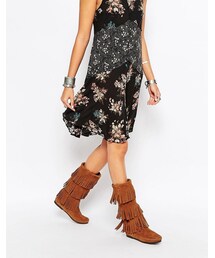 Minnetonka | Minnetonka Brown Suede 3 Layer Fringe Boots(ブーツ)