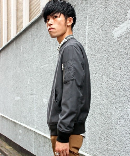 UNION STATION（ユニオンステーション）の「【2016-17AW商品】MA-1　ライトブルゾン（ミリタリージャケット・メンズ・ブラック/グレー/カーキ・S/M/L/LL）」の4枚目の写真