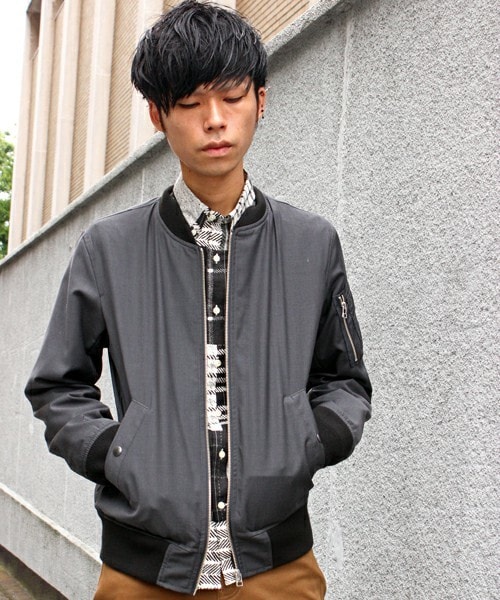 UNION STATION（ユニオンステーション）の「【2016-17AW商品】MA-1　ライトブルゾン（ミリタリージャケット・メンズ・ブラック/グレー/カーキ・S/M/L/LL）」の13枚目の写真