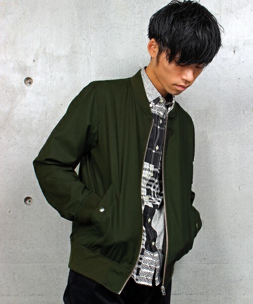 UNION STATION（ユニオンステーション）の「【2016-17AW商品】MA-1　ライトブルゾン（ミリタリージャケット・メンズ・ブラック/グレー/カーキ・S/M/L/LL）」の14枚目の写真