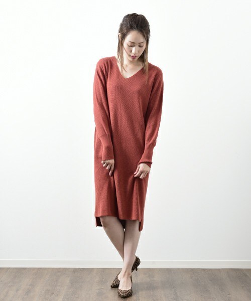 INTERPLANET（インタープラネット）の「バルーンスリーブ畦ワンピース（ワンピース・レディース・グレー/クリーム/オレンジ・FREE）」の3枚目の写真