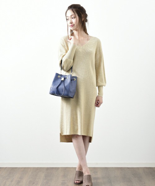 INTERPLANET（インタープラネット）の「バルーンスリーブ畦ワンピース（ワンピース・レディース・グレー/クリーム/オレンジ・FREE）」の13枚目の写真