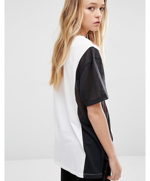 adidas(アディダス)の「Adidas adidas Originals Primary Three Stripe Oversized T-Shirt With Mesh Insert(Tシャツ/カットソー・レディース・White・US 6/US 2/US 10/US 8/US 0/US 4)」の2枚目の写真