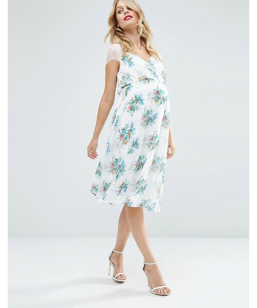 Asos（エイソス）の「ASOS Maternity Kate Lace Midi Dress In Mini Bouquet Floral