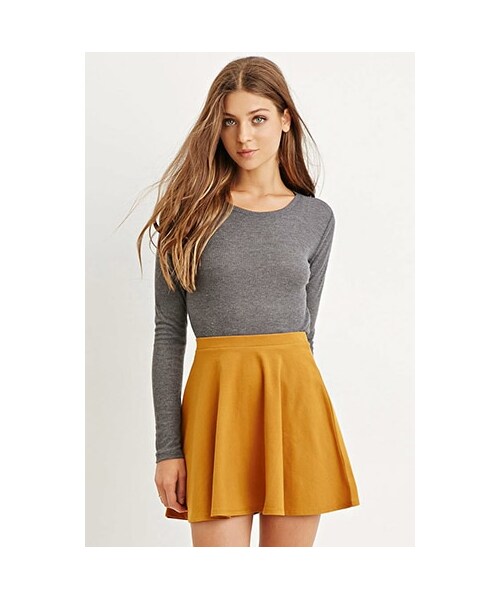 FOREVER 21(フォーエバー トゥエンティーワン)の「クラシックスケータースカート(f21_bottom_skirt・レディース・SUNSET GOLD/HEATHER GREY/HUNTER GREEN/NAVY・X-Small/Small/Medium/Large)」の1枚目の写真